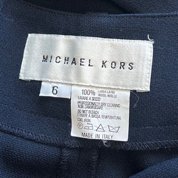 Michael Kors Pants Size 6 Wool Wide Leg Flat Front High Waist Navy Blue Classic - Picture 7 of 7